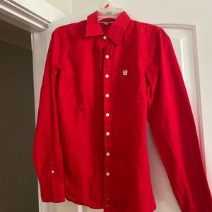 Red cinch button down